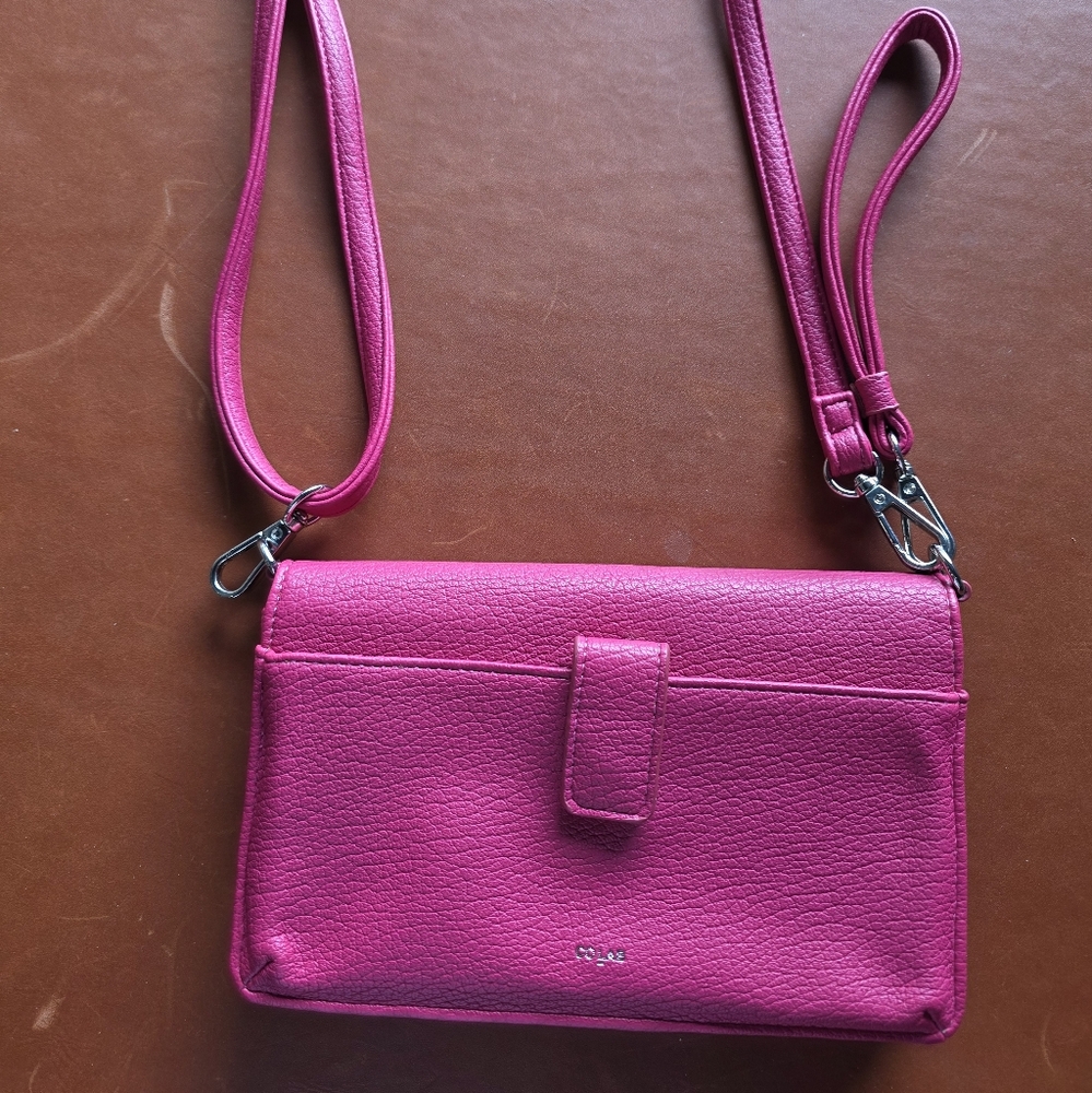 Elegant Hot Pink Leather Crossbody Bag By Colab